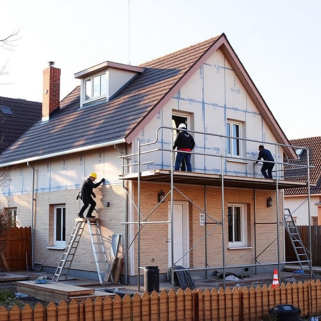 Chantier de rénovation énergétique d'une maison individuelle en Île-de-France