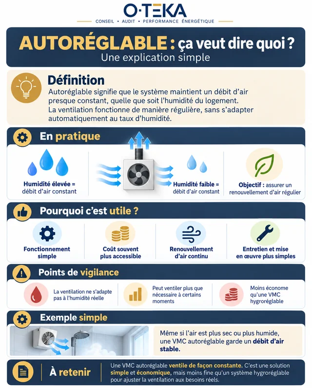 Fiche pratique O-TEKA expliquant le fonctionnement d'une ventilation autoréglable